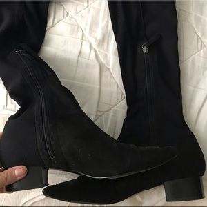Zara Basic Thigh-High Suede and Elastic Boots